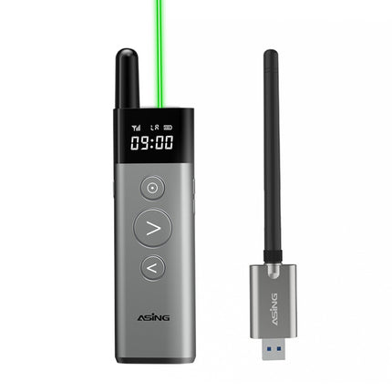 ASiNG A10 Green Light PPT Page Turning Pen Remote Control Presentation Pen, Capacity: 128M (Gray)-garmade.com