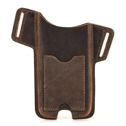 CONTACTS FAMILY Crazy Horse Leather Large Screen Mobile Phone Belt Holster(Brown)-garmade.com