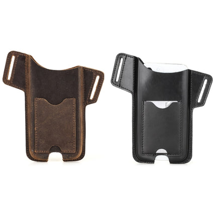 CONTACTS FAMILY Crazy Horse Leather Large Screen Mobile Phone Belt Holster(Black)-garmade.com
