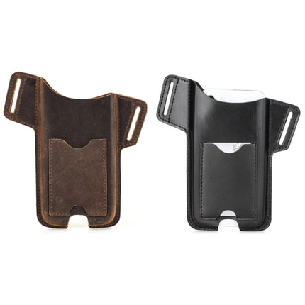 CONTACTS FAMILY Crazy Horse Leather Large Screen Mobile Phone Belt Holster(Brown)-garmade.com