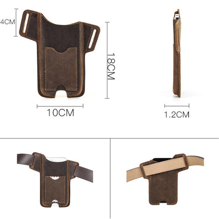 CONTACTS FAMILY Crazy Horse Leather Large Screen Mobile Phone Belt Holster(Brown)-garmade.com