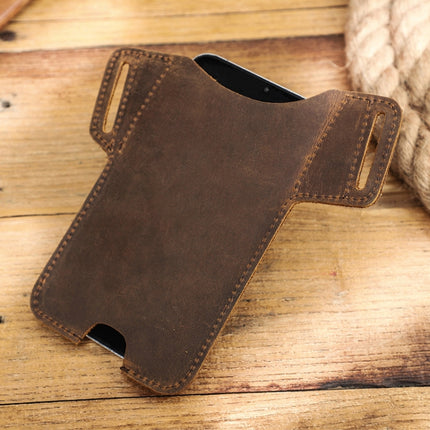 CONTACTS FAMILY Crazy Horse Leather Large Screen Mobile Phone Belt Holster(Brown)-garmade.com