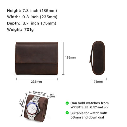 CONTACTS FAMILY Vintage Crazy Horse Leather Outdoor Travel Watch Case(Brown)-garmade.com