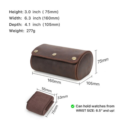CONTACTS FAMILY Vintage Crazy Horse Leather Portable Outdoor Watch Case(Brown)-garmade.com