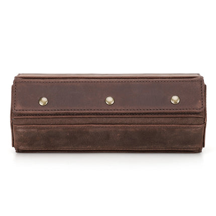 CONTACTS FAMILY Vintage Crazy Horse Leather Detachable Portable Watch Storage Box(Brown)-garmade.com