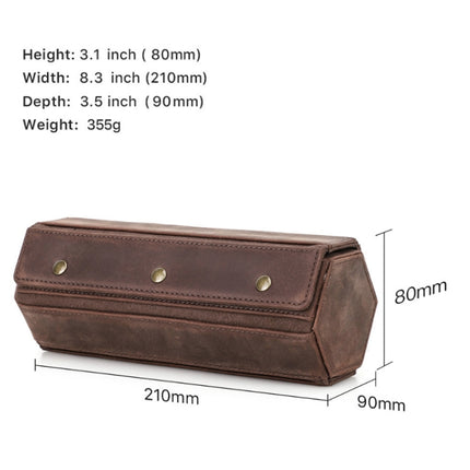 CONTACTS FAMILY Vintage Crazy Horse Leather Detachable Portable Watch Storage Box(Brown)-garmade.com