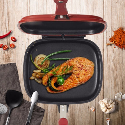 Household Pan Double Side Grill Fry Pan Cookware Double Face Pan(28cm)-garmade.com
