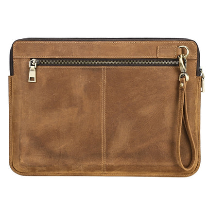 CONTACTS FAMILY Leather Laptop Sleeve For Macbook Pro 14.2 Inch(Brown)-garmade.com