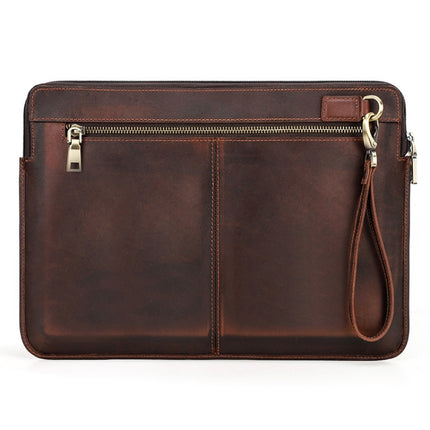 CONTACTS FAMILY Leather Laptop Sleeve For Macbook Pro 14.2 Inch(Coffee)-garmade.com