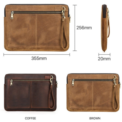 CONTACTS FAMILY Leather Laptop Sleeve For Macbook Pro 14.2 Inch(Brown)-garmade.com