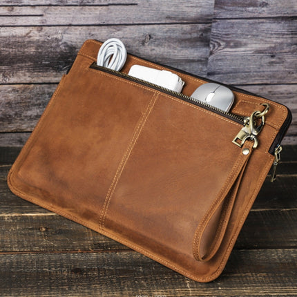 CONTACTS FAMILY Leather Laptop Sleeve For Macbook Pro 14.2 Inch(Coffee)-garmade.com