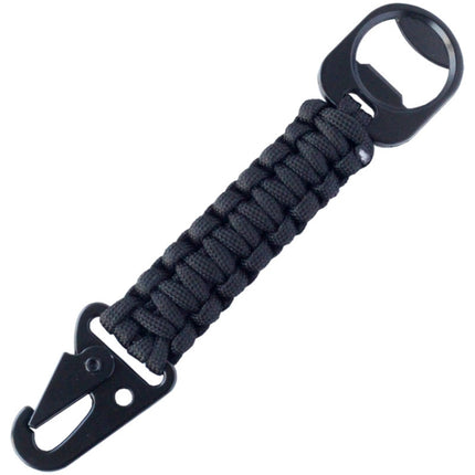Outdoor Seven-Core Umbrella Rope Keychain Eagle Mouth Buckle Bottle Opener(Black)-garmade.com