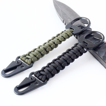 Outdoor Seven-Core Umbrella Rope Keychain Eagle Mouth Buckle Bottle Opener(Military Green)-garmade.com