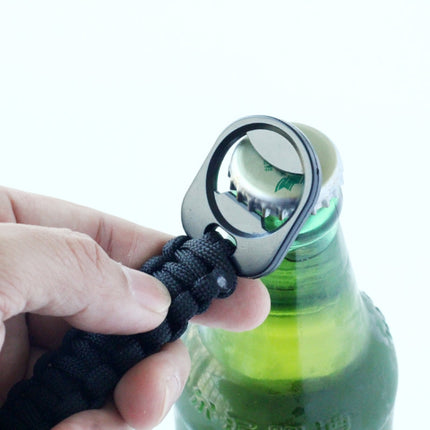 Outdoor Seven-Core Umbrella Rope Keychain Eagle Mouth Buckle Bottle Opener(Black)-garmade.com