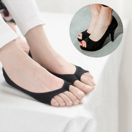 5 PCS Anti-heel Invisible High Heels Socks Pumps Boat Socks Toe Socks, Size: One Size(Black)-garmade.com