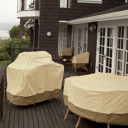 Oxford Cloth Waterproof Dustproof Barbecue Cover With Sundry Bag, Size: 150x61x122cm(Beige)-garmade.com