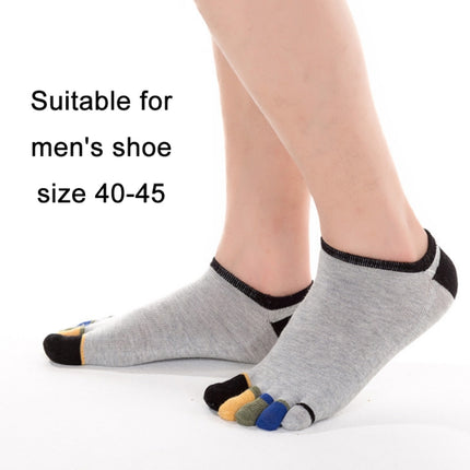 Men Low Top Color Sweat Absorbing Five Finger Cotton Socks, Free Size(Light Gray)-garmade.com