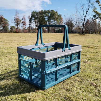 Foldable Picnic Basket Supermarket Shopping Basket,Size: 25x30.5x44cm(Blue Gray)-garmade.com