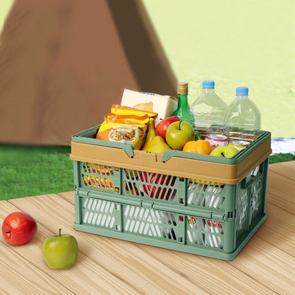 Foldable Picnic Basket Supermarket Shopping Basket,Size: 25x30.5x44cm(Coffee With Beige)-garmade.com