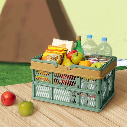 Foldable Picnic Basket Supermarket Shopping Basket,Size: 25x30.5x44cm(Blue Gray)-garmade.com