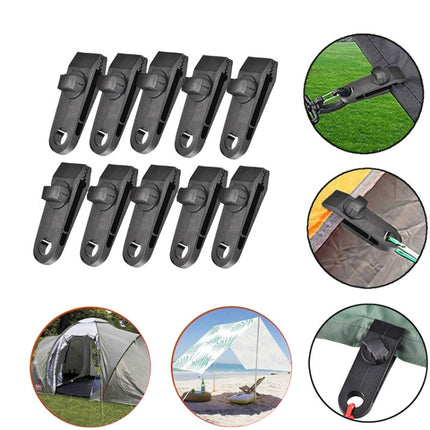 Outdoor Camping Windproof Canopy Fixed Tent Clip Rope Buckle Quick Hanging Set 10 Clips+10 Ropes-garmade.com