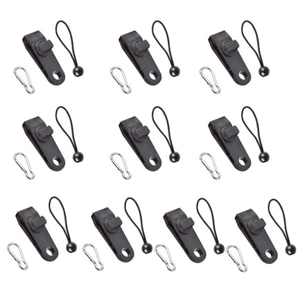 Outdoor Windproof Canopy Fixed Tent Clip Rope Buckle Set 10 Clips+10 Black Ropes+10 Silver Buckles-garmade.com
