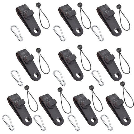 Windproof Canopy Fixed Tent Clip Rope Buckle Set 10 Clips+10 White Dot Ropes+10 Silver Buckles-garmade.com