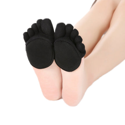 3 PCS Anti-Friction Half Palm Sponge Invisible Five-Finger Socks, Color: All Fingers Black(Free Size)-garmade.com