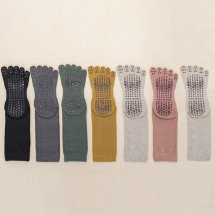 Lengthened Sweat-absorbing Non-slip Yoga Five-finger Socks, Color: Beige(Free Size)-garmade.com