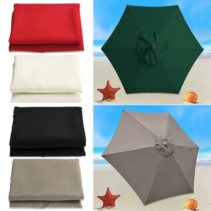 Polyester Parasol Replacement Cloth Round Garden Umbrella Cover, Size: 2m 6 Ribs(Khaki)-garmade.com