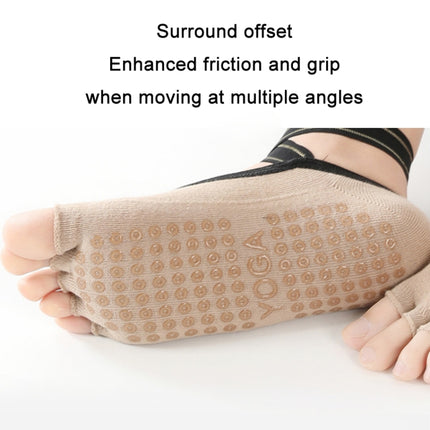 Non-slip Backless Cross Strap Five-finger Yoga Socks(Half Fingers Red)-garmade.com