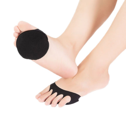 3 PCS Ice Silk Sweat-absorbing Invisible Forefoot Sponge Pad Five-finger Socks, Color: Black(Free Size)-garmade.com