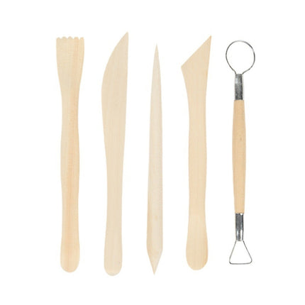 0035 5 in 1 Clay Sculpture Wooden Pottery Knife Set(Wood Color)-garmade.com