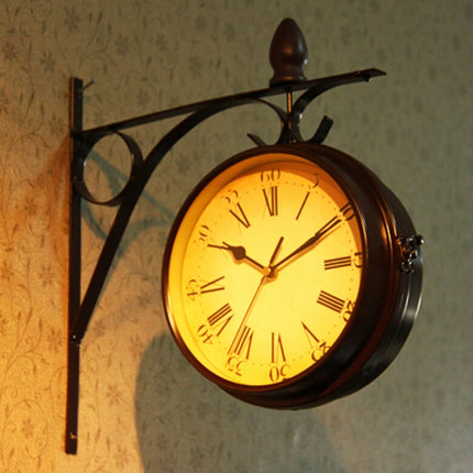 Iron Retro Home Wall Clock Double Side Hanging Clock, Size: 8 inch(Monochrome 62450114A)-garmade.com