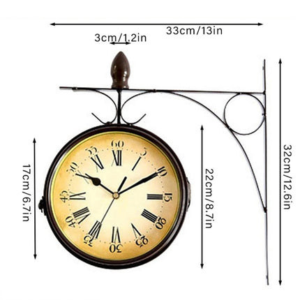 Iron Retro Home Wall Clock Double Side Hanging Clock, Size: 8 inch(Monochrome 62450114A)-garmade.com