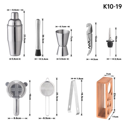 10 In 1 700ml Bamboo and Wood Stand Bartending Tools(K10-19)-garmade.com