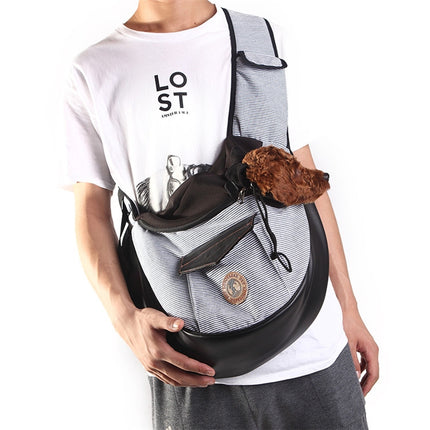 LOVOYAGER Diagonal Pet Backpack Small Dog And Cat Travel Bag, Style: Winter Grey-garmade.com