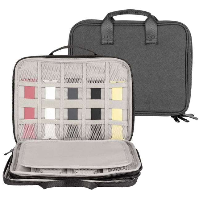 Portable Double-Layer Strap Storage Bag Data Cable Organizer Bag(Black)-garmade.com