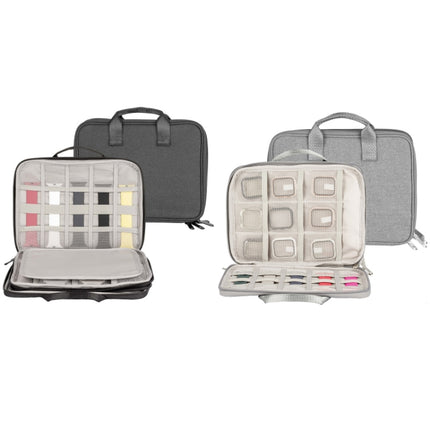 Portable Double-Layer Strap Storage Bag Data Cable Organizer Bag(Grey)-garmade.com