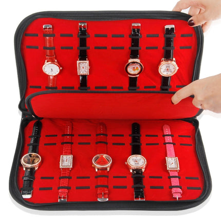 PU Leather Large Capacity Jewelry Watch Display Storage Bag-garmade.com