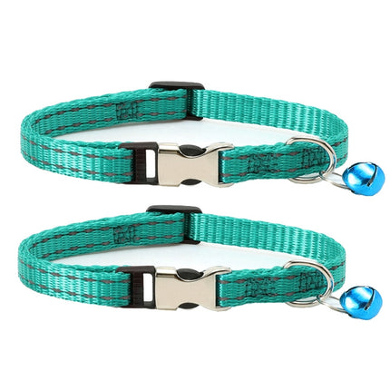 2 PCS Night Reflective Nylon Cat Collar With Bell, Size: XS 1.0x19-30cm(No Carving Green)-garmade.com