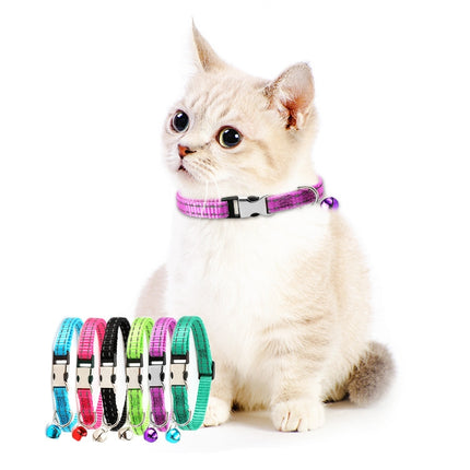 2 PCS Night Reflective Nylon Cat Collar With Bell, Size: XS 1.0x19-30cm(No Carving Purple)-garmade.com