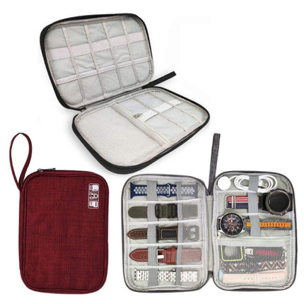 Travel Portable Strap Data Cable Storage Bag(Red)-garmade.com