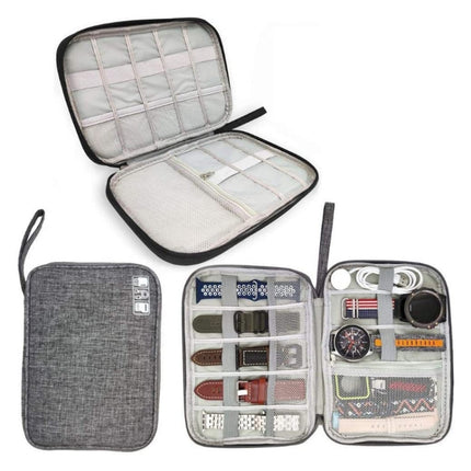Travel Portable Strap Data Cable Storage Bag(Grey)-garmade.com
