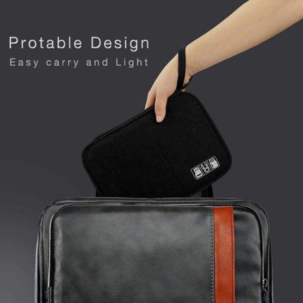Travel Portable Strap Data Cable Storage Bag(Grey)-garmade.com