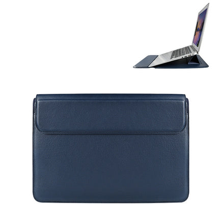 PU08DZ Leather Laptop Liner Bag with Stand Function, Size: 13.3 inches(Sapphire Blue)-garmade.com