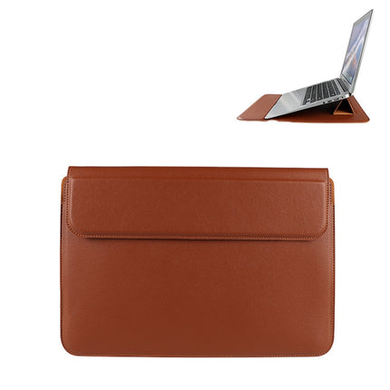 PU08DZ Leather Laptop Liner Bag with Stand Function, Size: 13.3 inches(Cowhide Yellow)-garmade.com