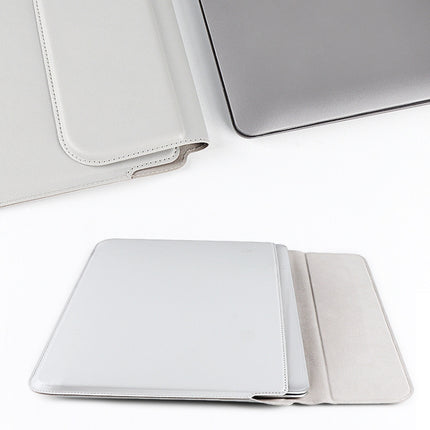 PU08DZ Leather Laptop Liner Bag with Stand Function, Size: 13.3 inches(Silver Gray)-garmade.com