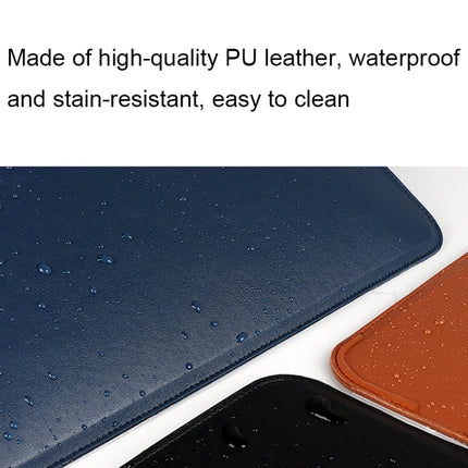 PU08DZ Leather Laptop Liner Bag with Stand Function, Size: 14.1-15.4 inches(Sapphire Blue)-garmade.com
