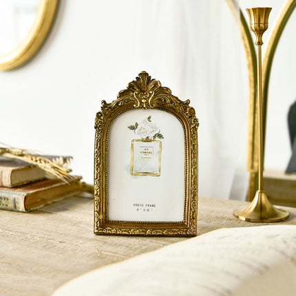 Retro Imitation Wood Home Decor Photo Frames, Spec: Arched-6 inches-garmade.com